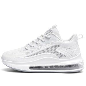 Men's US 6.5, 7 White Air Cushion Casual Sneaker Mesh Breathable Running Shoes